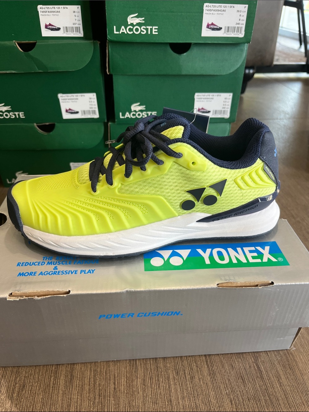 Yonex Eclipsion 4 Women's Neon Lime Green and Navy Tennis Court Shoes